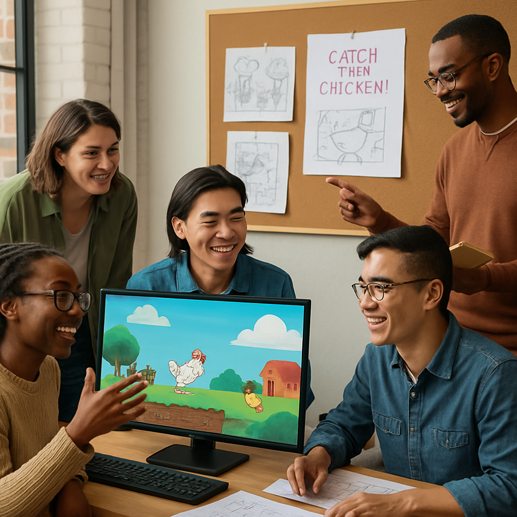 Team working on a game